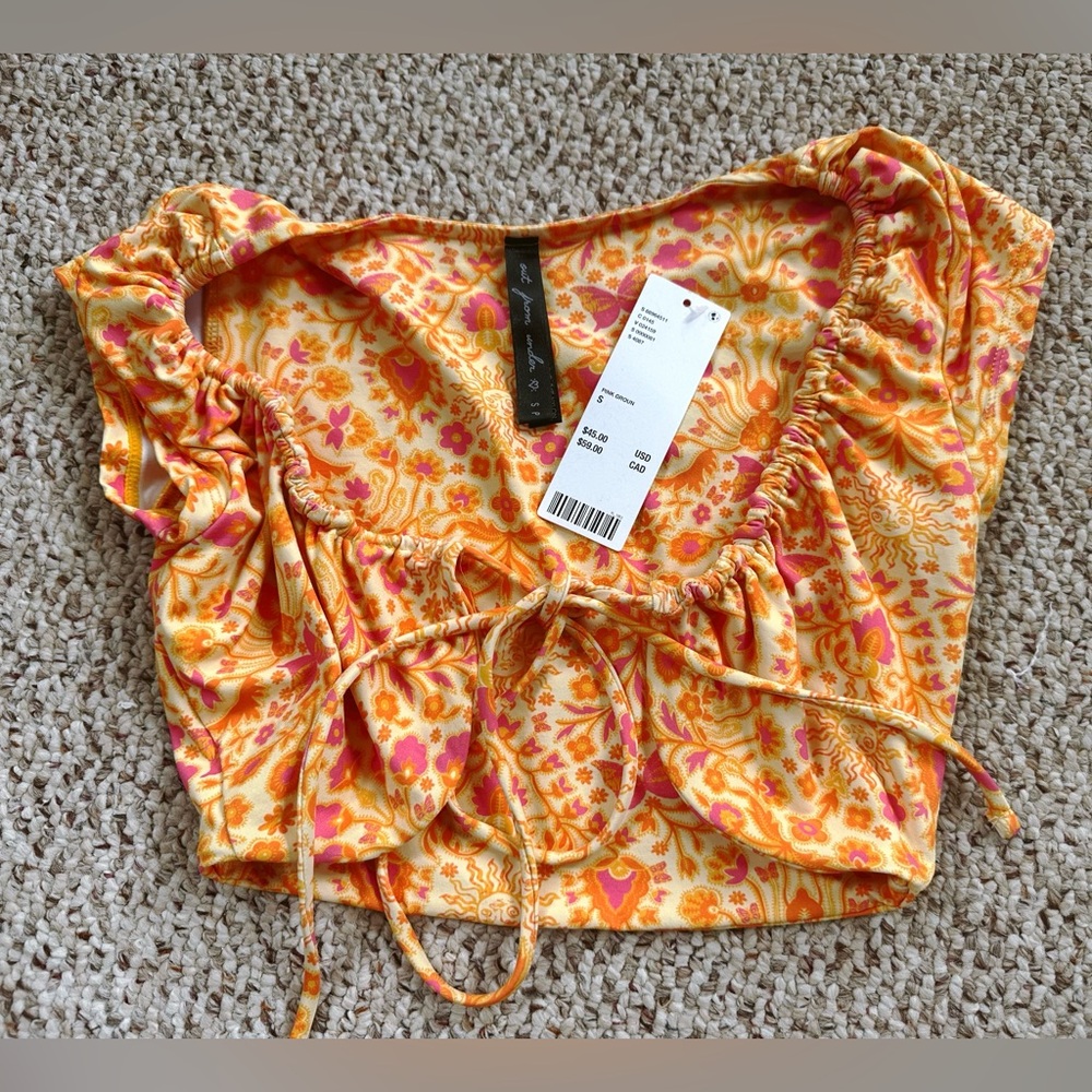 Urban Outfitters Gold Ruched Crop Blouse